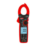 UNI-T UT208B True RMS Digital Clamp Meter – 1000A AC, 6000 Count, AC/DC 1000V, Temperature, LoZ, LPF, Inrush Current, NCV, 42mm Jaw, CAT III 1000V / CAT IV 600V - the jaw, rotary dial, buttons, and an LCD screen displaying 0.00 A.