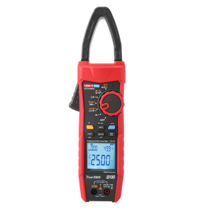 UNI-T UT219PV Professional Solar PV True RMS AC/DC Clamp Meter – 1000A, AC 1500V / DC 2500V, 2500kVA Power, 9999 Count, IP65, Bluetooth 5.0, Temperature, CAT III 1500V / CAT IV 600V - a red and black handheld device with a rotary dial, function buttons, and a digital display showing 2500 V and 49.9 Hz.