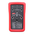 UNI-T UT261B Phase Sequence & Motor Rotation Indicator – 3-Phase Sequence, Missing-Phase & Motor Rotation Direction, 90–600V, 15–400Hz, 2m Drop-Proof, CAT III 600V - a red handheld device featuring three top input ports, two sensor indicators, a central button, and a chart.