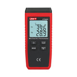 UNI-T UT320D Dual-Channel Mini Contact Thermometer – K/J Thermocouple, −50°C to 1300°C, T1/T2/T1-T2 Differential, MAX/MIN/AVG, Data Hold, Backlit, 1m Drop-Proof - a digital display with T1 at 39.6°C and T2 at 28.9°C, and four control buttons.