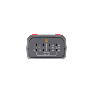 UNI-T UT325F 4-Channel Digital Thermometer – K/J/T/E/R/S/N Thermocouple, −200°C to 1767°C, Per-Channel Type, 72,000-Reading Datalogging, USB-C & Bluetooth, ±(0.2%+0.5°C) - close-up of the grey top panel showing four thermocouple input ports labeled T1 to T4 and a ground symbol.