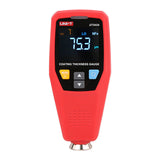 UNI-T UT343A Coating Thickness Gauge – Fe & NFe, 0–1750 µm, ±(3%+1), Auto Substrate Recognition, 199-Group Memory, Paint & Plating DFT Tester - a digital display showing 75.3 µm, NFe, and LO, with control buttons and a bottom sensor probe.