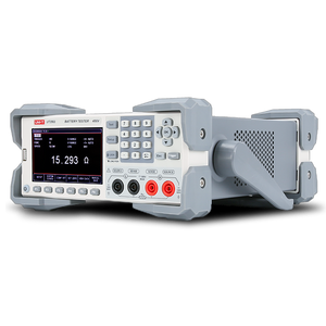UNI-T UT3562 Battery Tester – Internal Resistance & Voltage Analyzer up to 100V, µΩ–kΩ, 4.3" TFT, Comparator, RS-232 / USB / Handler - grey protective frame, featuring a front display showing 15.293 Ω, a keypad, function buttons, and four input terminals.