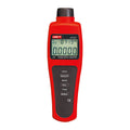 UNI-T UT371 Non-Contact Laser Tachometer – Photo RPM 10~99,999, ±(0.04%+2), Counting Mode, 50–200 mm Range, MAX/MIN/AVG, Backlit LCD - a red handheld device with a backlit LCD displaying 0.0000 and 01:19 RPM, featuring six control buttons.