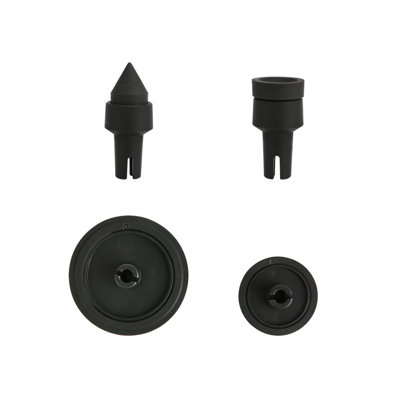UNI-T UT372D 2-in-1 Contact & Non-Contact Tachometer – Photo RPM 1–99,999, Contact RPM, Surface Speed & Length, Bluetooth iENV App, ±0.02% - including two black plastic contact attachments and two circular contact wheels, arranged on a white background.