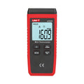 UNI-T UT373 Mini Digital Laser Tachometer – Non-Contact Photo RPM 10–99,999, ±(0.04%+2), Counting Mode, 50–200 mm, Backlit LCD, Pocket Size - a red handheld device with a backlit LCD screen displaying 160.9 RPM, four control buttons, and a laser indicator icon.