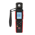 UNI-T UT381A Illuminance / Light Meter – 0~400,000 lx, ±3%, lx/fc, Auto-Range, MAX/MIN/AVG, Bluetooth App, Data Logging - a handheld black and red device with a detachable light sensor, digital display showing 8308 lx, and control buttons.