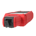 UNI-T UT381PV Solar Irradiance Meter – 0–1400 W/m², Inclination & Azimuth, Temperature, Bluetooth App, IP65, PV Solar Panel Installation Tester - shown from a low angle, highlighting its red and black casing and a 3.5mm port with an open rubber cover.