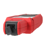 UNI-T UT381PV Solar Irradiance Meter – 0–1400 W/m², Inclination & Azimuth, Temperature, Bluetooth App, IP65, PV Solar Panel Installation Tester - shown from a low angle, highlighting its red and black casing and a 3.5mm port with an open rubber cover.