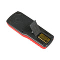 UNI-T UT387B Wall Scanner Stud Finder – Deep ThickScan to 80 mm, Wood / Metal / Live AC Wire Detection, StudScan, LED & Buzzer, Behind-Wall Detector - shown from the back with its battery compartment cover open and a 9V GP alkaline battery installed.