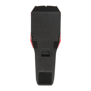 UNI-T UT387C Wall Scanner Detector – Electromagnetic, Metal 76 mm / Stud / Live Wire, Voice + LED & Buzzer, Deep Wooden Beam & Rebar Finder - shown from a direct rear-facing view displaying its black plastic casing, textured pads, and battery compartment cover.