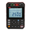 UNI-T UT512E2.5kV 2.5kV Insulation Resistance Tester – 2.5kV Digital Megohmmeter, 250V/500V/1000V/2500V - a black and red handheld device showing a digital display reading 2500V with various buttons and input ports.