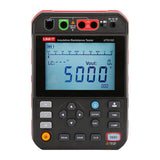 UNI-T UT513C 5kV Insulation Resistance Tester – 5kV Digital Megohmmeter, 250V/500V/1000V/2500V/5000V - a black and red handheld device with a digital screen displaying 5000, buttons, and top input ports.