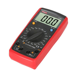 UNI-T UT603 Digital Inductance Capacitance Meter – 2000 Count, 2mH–20H, 2nF–600µF, 200Ω–20MΩ, hFE Transistor Test, Diode & Continuity, LC Component Tester - red and black casing with a central rotary dial, input ports, and a digital display showing 00.0.