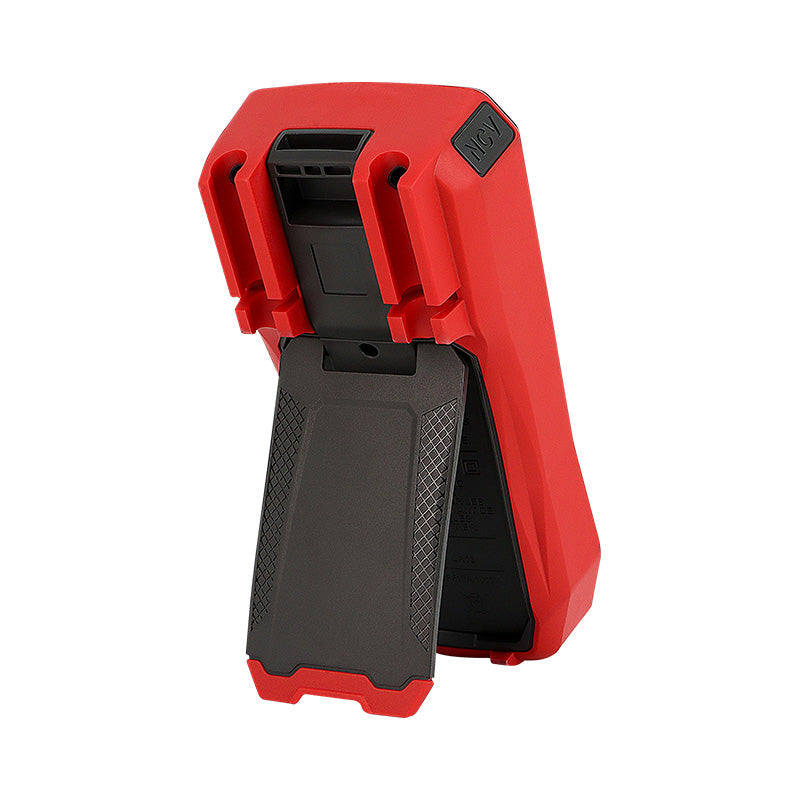 UNI-T UT60EU True RMS Digital Multimeter – 9999 Count, AC/DC 1000V, 10A, Capacitance, Frequency, Temperature, NCV, 3-Color LED Alert, CAT III 600V - rear view showing the red protective casing, an integrated kickstand, and an NCV sensor label.