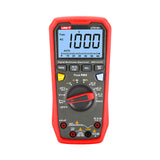 UNI-T UT61B+ True RMS Digital Multimeter – 6000 Count, AC/DC 1000V, 10A, Capacitance, Frequency, Temperature, NCV, USB, CAT III 1000V / CAT IV 600V - in a red protective case, showing a screen reading 1000V, a central rotary dial, function buttons, and input ports.