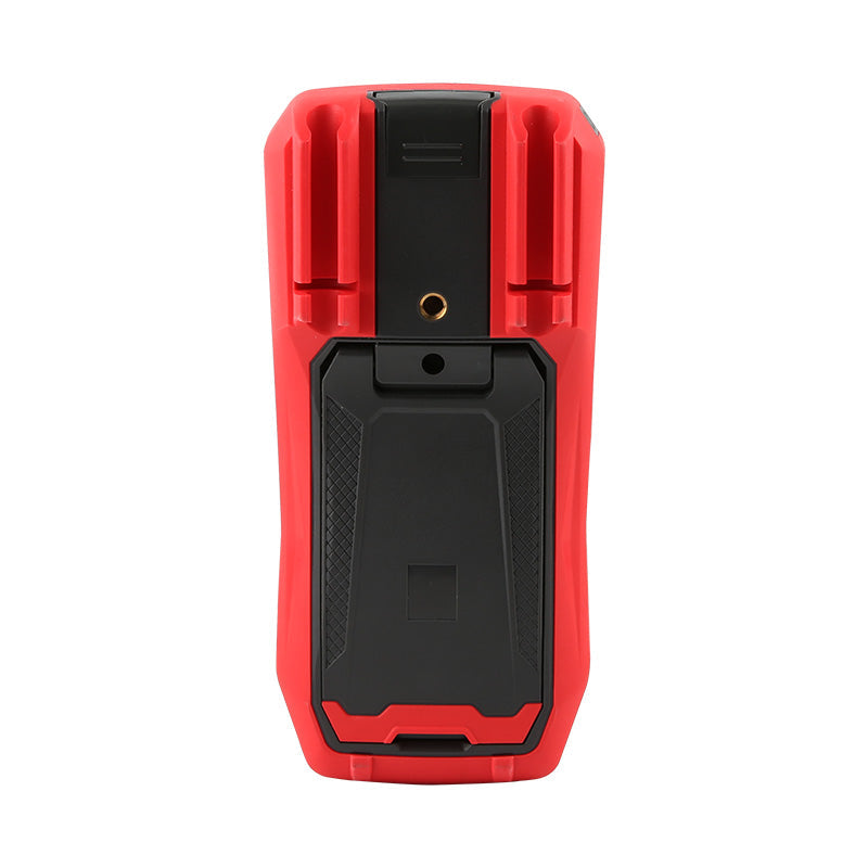 UNI-T UT61E+ True RMS Digital Multimeter – 22000 Count, AC/DC 1000V, 20A, High Accuracy 0.05%, 220MHz Frequency, Temperature, NCV, USB, CAT III 1000V - rear view showing the red and black plastic casing, a kickstand, and a central threaded mounting hole.