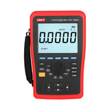 UNI-T UT620A Digital Micro Ohm Meter – 60000 Count, 10µΩ Resolution, 4-Wire Kelvin, Wire-Length, USB, Rechargeable Low-Resistance Ohmmeter - a red and black handheld device with a central rotary dial, control buttons, and a screen displaying 0.0000.