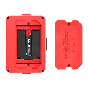 UNI-T UT620C+ Digital Micro Ohm Meter – 0.001MΩ–300kΩ, 1µΩ Resolution, ±0.1%FS, 4-Wire Kelvin, 500 Memory, IP54, Type-C, Rechargeable Low-Resistance Ohmmeter - shown with its red battery compartment cover removed, revealing a single UT-M20 3.7V 3200mAh battery inside.