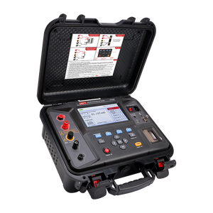 UNI-T UT620T 10A DC Resistance Tester – 100µΩ–1MΩ, 0.1µΩ Resolution, Constant-Current 40mA–10A, 4-Wire, 7" Colour LCD, Built-in Printer, Winding Ohmmeter - with an open lid, showing a colour LCD, control buttons, ports, and a built-in printer.