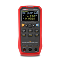 UNI-T UT622E Handheld LCR Meter – 100 kHz, 0.1% Accuracy, 5-Digit, DCR, L/C/R/Z/D/Q/θ, 2.8" TFT, USB - a red and black portable device with a TFT screen showing 0.112 pF and 0.0255 D, keypad buttons, and three bottom ports.