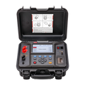 UNI-T UT625A 100A Low Resistance Ohmmeter – 0.1µΩ Resolution, 4-Wire Kelvin, Circuit-Breaker Contact Resistance, 7" LCD, Built-in Printer, USB, Micro-Ohmmeter - open black hard case, showing a central LCD screen reading "To be tested...", control buttons, ports, and a built-in printer.