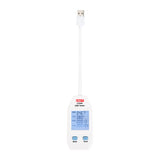 UNI-T UT658A USB Tester – Type-A, 4~24 V / 0.05~3 A, Capacity, Energy & Cable Resistance, QC 2.0/3.0 - a white handheld device with a USB cable, a digital display showing 4.67V and 0.80A, and two buttons labeled Mode and Read.