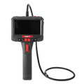 UNI-T UT663B-3M 360° Rotatable Industrial Borescope – 5.0" HD Screen, 1920×1080 Photo/Video, 8mm Lens, 3 m Articulating Probe, IP67, 32GB, Inspection Camera - with a grey handheld monitor, black screen, red control buttons, and a long flexible black probe cable.