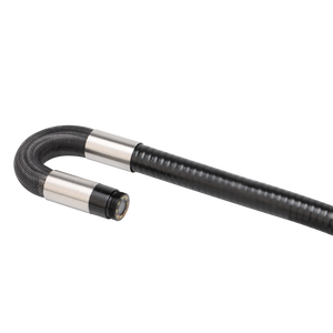 UNI-T UT663B-3M 360° Rotatable Industrial Borescope – 5.0" HD Screen, 1920×1080 Photo/Video, 8mm Lens, 3 m Articulating Probe, IP67, 32GB, Inspection Camera - close-up of the black flexible probe with a silver articulating metal tip and integrated camera lens.
