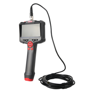 UNI-T UT665P-5M Handheld Single-Lens Industrial Borescope – 4.3" HD Screen, 8mm Lens, 5 m Replaceable Probe, IP67, 8 LED, Inspection Camera - a black handheld unit with a 4.3-inch screen, red control buttons, and a long coiled probe cable.
