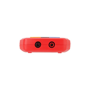 UNI-T UT673PV Solar MPPT Power Meter – 5–800W, 12–60V, 0–35A, Manual/Auto MPPT Test, Solar-Panel Powered, PV Output Tester - a close-up of the red device's bottom edge with two circular input ports.