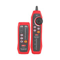 UNI-T UT683KIT Wire Tracker Kit – RJ11/RJ45 Wire Tracing, Port Flashing, NCV, Open/Short & Polarity Test, Rechargeable Cable Toner and Probe - the red UT683T transmitter and UT683R receiver with visible buttons, indicator lights, and ports on a white background.