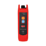 UNI-T UT691-10 Visual Fault Locator – 10mW Red Laser, 8–10km Range, 650nm, 2.5mm FC Connector, Continuous/Pulse, Rechargeable Fiber Optic VFL Pen - handheld device with two buttons, a top connector, and labels for LASER and APO indicators.