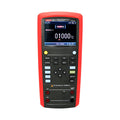 UNI-T UT714 Multifunction Temperature Process Calibrator – Thermocouple, RTD, mV, Resistance Source &amp; Measure, 20000 Count - a red and black handheld device with a digital display showing 01000°C, buttons, and input ports.