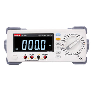 UNI-T UT8802E 4.5-Digit Bench Digital Multimeter – 22000 Count, True RMS, USB - a white rectangular device with a digital display showing 000.0, a rotary dial, input ports, and control buttons.