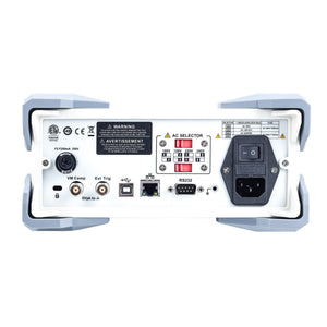 UNI-T UT8805E 5.5-Digit Bench Digital Multimeter – Precision, Dual Display - the AC voltage selector, fuse holder, power switch, and various communication ports.