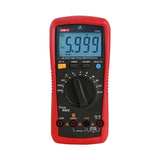 UNI-T UT892 High Voltage True RMS Digital Multimeter – 6000 Count, AC/DC 2000V, VFC, Frequency, Capacitance, NCV, Full-Range Overload Protection, CAT III 600V - in a red rubber holster with a central rotary dial, four function buttons, and a screen displaying 5.999 V DC.