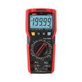 UNI-T UT89XE True RMS Digital Multimeter – 6000 Count, AC/DC 1000V, 20A, 60MHz Frequency, Capacitance, Temperature, NCV, Flashlight, CAT III 1000V - in red and black, showing a rotary dial, function buttons, input ports, and a screen displaying 199.99 DC.