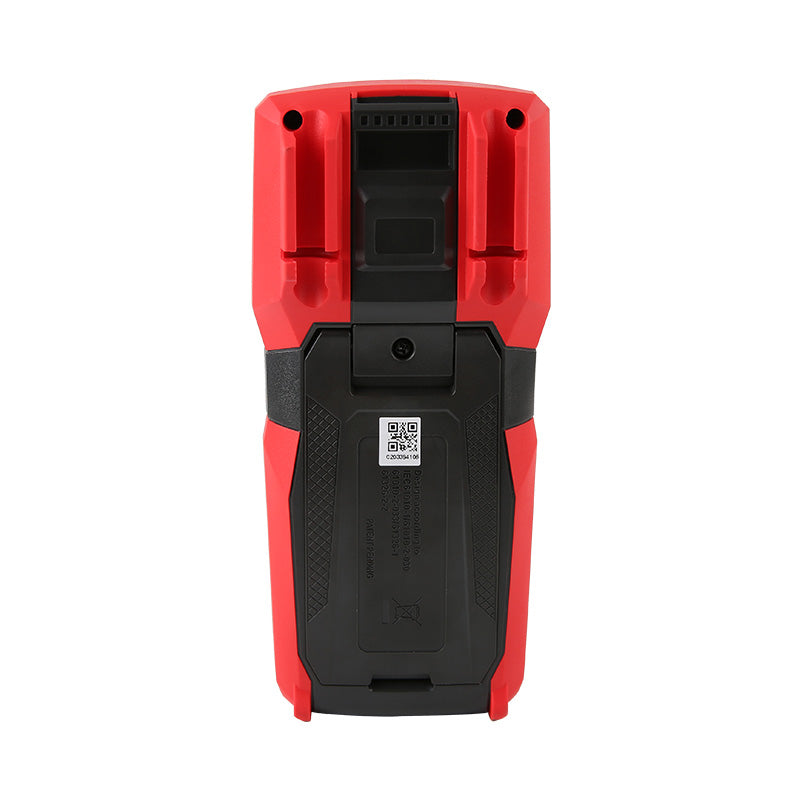 UNI-T UT89XE True RMS Digital Multimeter – 6000 Count, AC/DC 1000V, 20A, 60MHz Frequency, Capacitance, Temperature, NCV, Flashlight, CAT III 1000V - rear view showing the red and black plastic casing, a central battery compartment cover, and a QR code label.