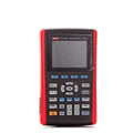 UNI-T UTD1025CL 25 MHz 1-Channel Handheld Oscilloscope – 12 Kpts, 200M Sa/s - in red and black, featuring a blank display screen, function keys, navigation buttons, and a power button.