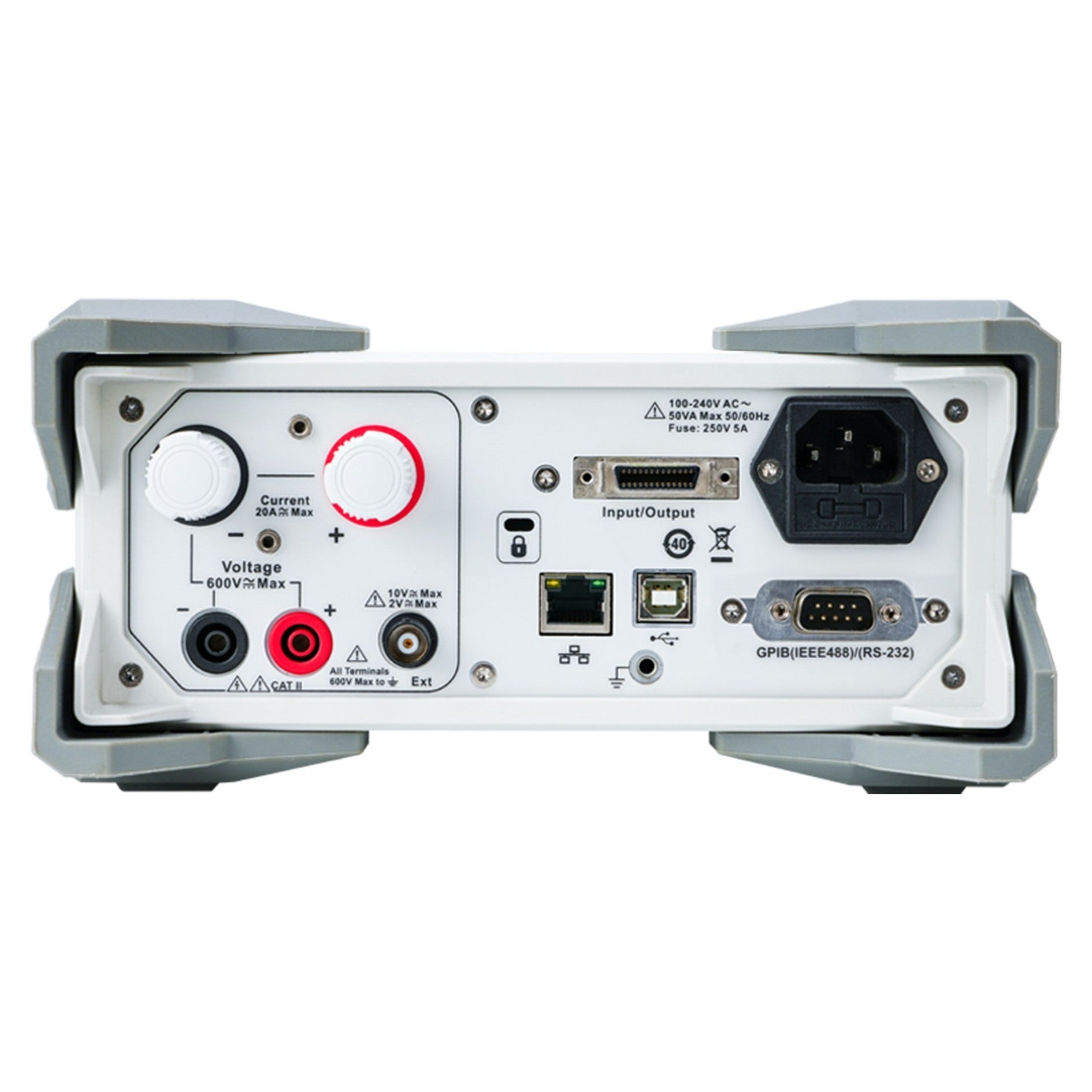 UNI-T UTE310 600V High-Performance Digital Power Meter / Power Analyzer - voltage and current terminals, power input, LAN, USB, and GPIB/RS-232 communication ports.