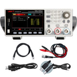 UNI-T UTG1022X-PA 20 MHz 2-Channel Arbitrary Waveform Generator / Function Generator – 200 MSa/s - a white front panel with a digital display, keypad, knob, and ports, plus included cables and power cord.