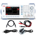 UNI-T UTG2062B 60 MHz 2-Channel Arbitrary Waveform Generator / Function Generator – 320 MSa/s - with a white chassis, screen showing a waveform, keypad, BNC ports, and included power, USB, and BNC test cables.