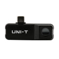 UNI-T UTI120MOBILE Smartphone Thermal Camera – -20°C to 400°C, ≤60MK - a small, black rectangular device with a USB-C connector on top and a circular camera lens on the right.