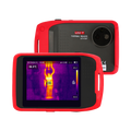 UNI-T UTI120T Pocket Thermal Imaging Camera – 120×90 IR, −20 to 400°C, Touchscreen, Fusion / PIP, Hot/Cold Spot Tracking - the front touchscreen display with a thermal heat map and the rear camera lens in a red casing.