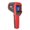 UNI-T UTI32 High Temperature Thermal Camera – 32×32, -20°C to 1000°C, 0.15°C - a red and black handheld device with a digital screen showing a thermal heat map, navigation buttons, and a power button.