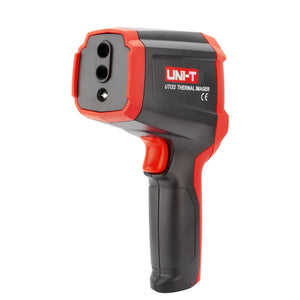 UNI-T UTI32 High Temperature Thermal Camera – 32×32, -20°C to 1000°C, 0.15°C - a black and red handheld infrared camera with a trigger button and three circular front-facing lenses.