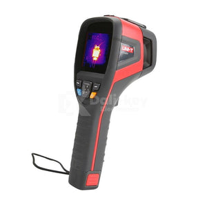 UNI-T UTI320V Thermal Imaging Camera – 320×240 IR, −20 to 350°C, ≤60 mK, 42.5°×32.5° FOV, ×2 Zoom, Industrial Thermal Camera - its display screen with a thermal image, control buttons, and a wrist strap.