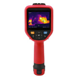UNI-T UTI384G 384 G-Series Professional Thermal Imager - a handheld grip, control buttons, and a screen displaying a thermal image of a circuit board.