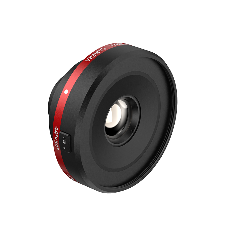 UNI-T UTI640J 640 Enhanced Series Thermal Imager - a black circular camera lens with a red band featuring white text and a small lock icon button on the side.